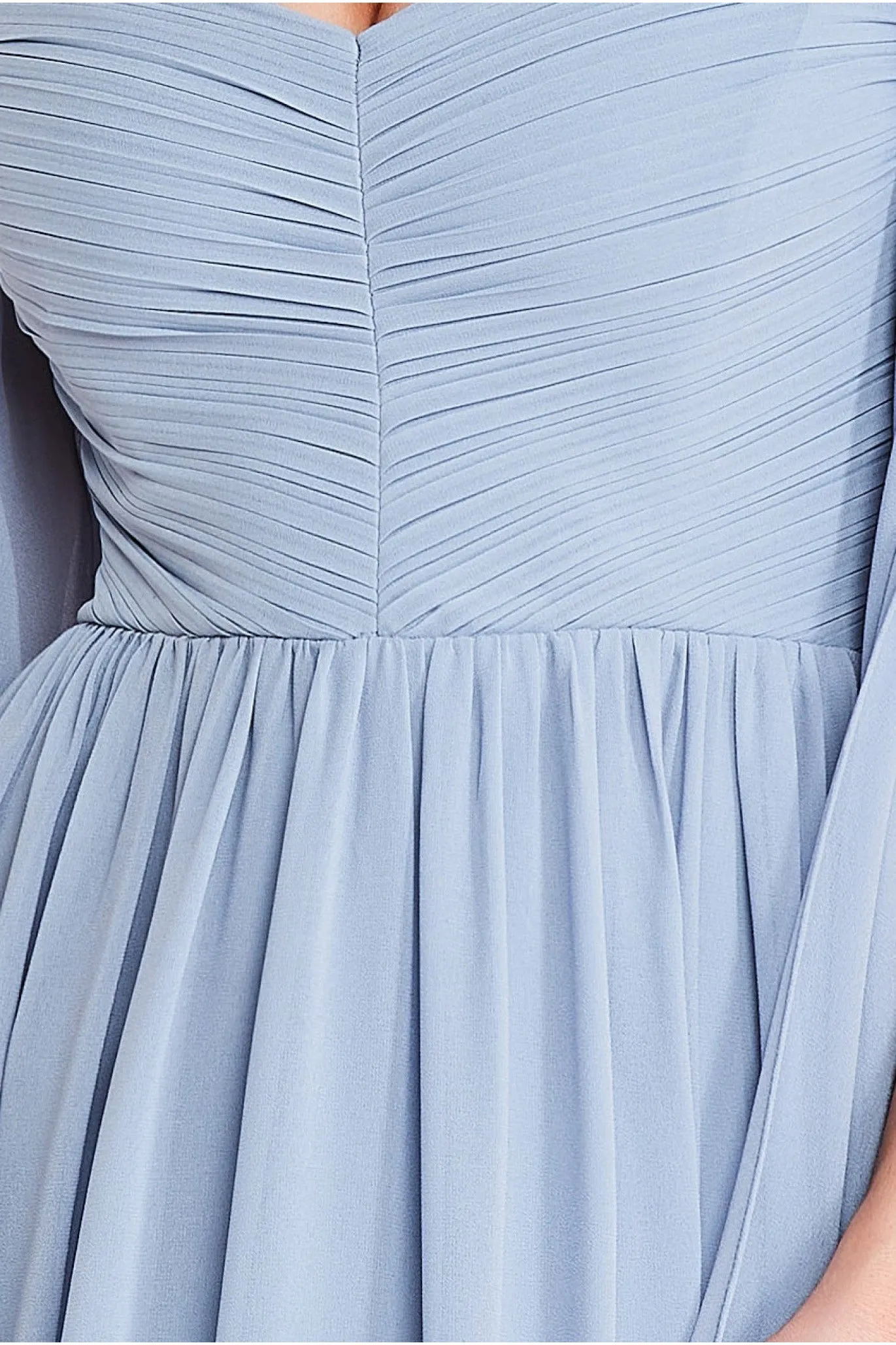 Chiffon Off The Shoulder Maxi With Cape Sleeves - Blue by Goddiva sold by Goddiva product image thumbnail 4