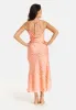 Cowl Neck Abstract Animal Print Dress In Peach by Liquorish sold by Goddiva