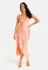 Cowl Neck Abstract Animal Print Dress In Peach by Liquorish sold by Goddiva