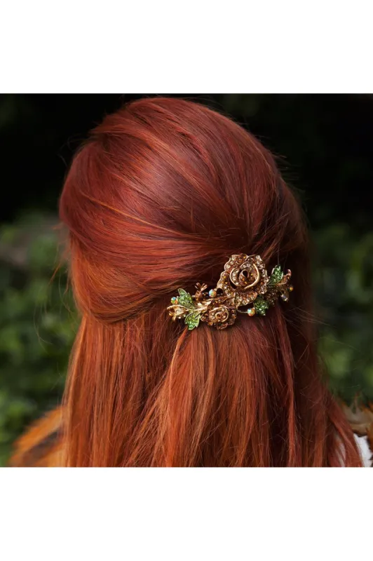 Flower Hair Clip Brown Rose by QueenMee Accessories made by Goddiva