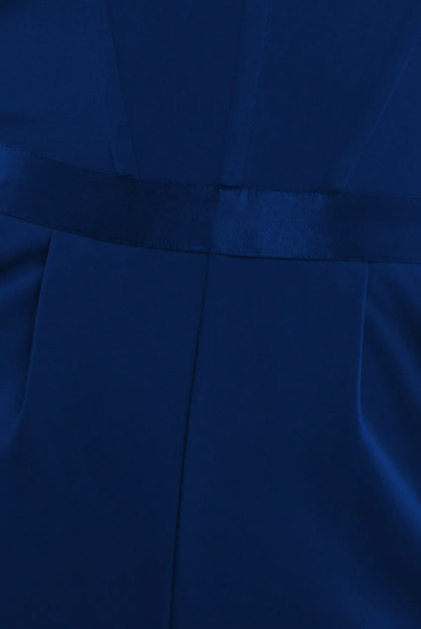 Goddiva Corset Bodice Scuba & Satin Bardot Jumpsuit - Navy sold by Goddiva product image thumbnail 4