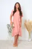 Double Second Pink Chiffon Wrap Dress With Tea Sleeve sold by Goddiva