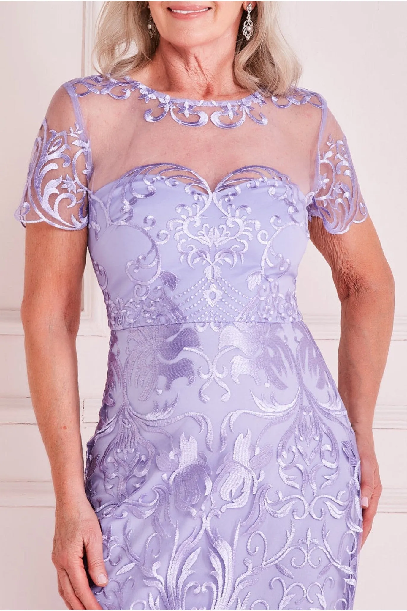 Goddiva Embroidered Lace Maxi With Scalloped Hem - Lilac sold by Goddiva product image thumbnail 3