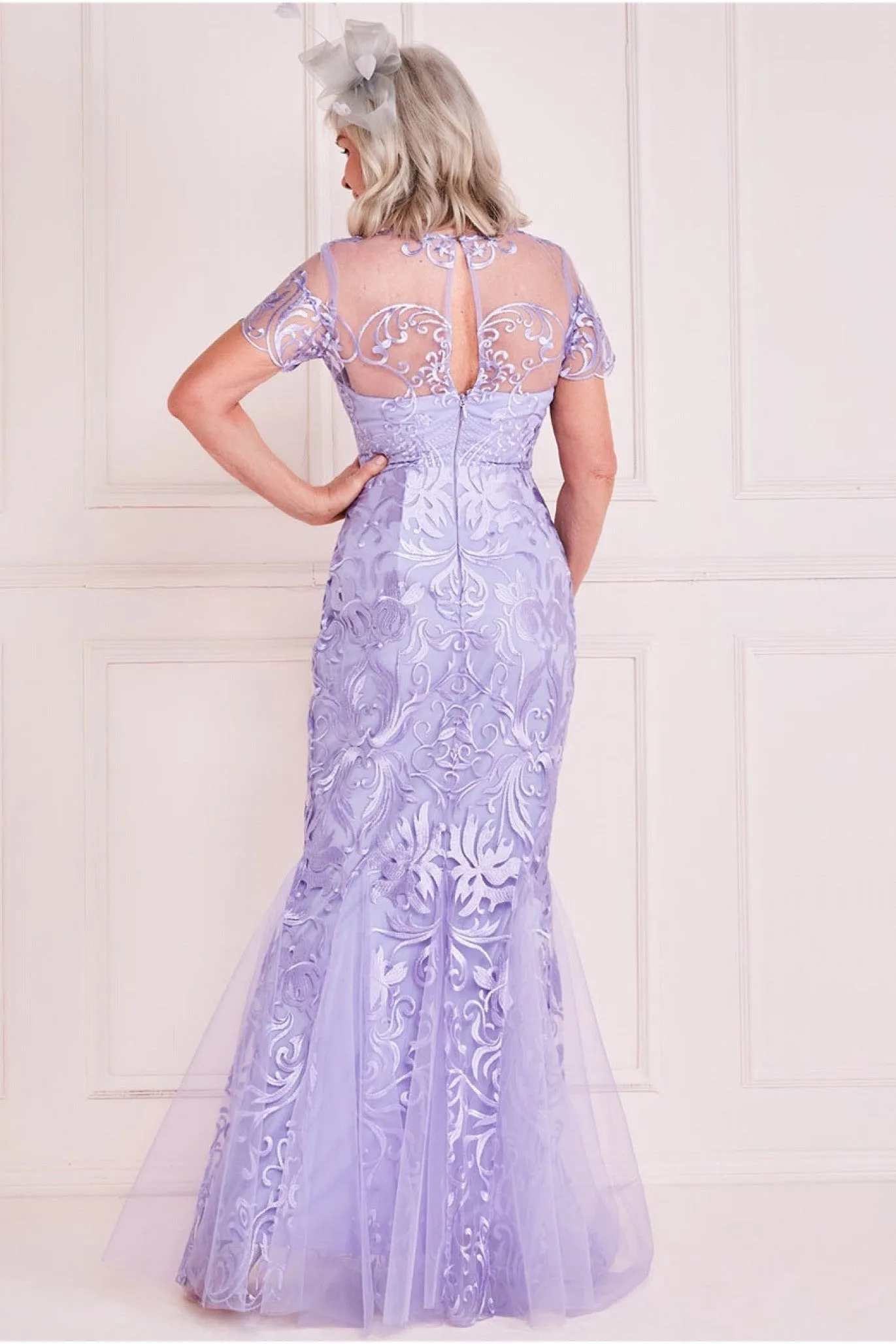 Goddiva Embroidered Lace Maxi With Scalloped Hem - Lilac sold by Goddiva product image thumbnail 2