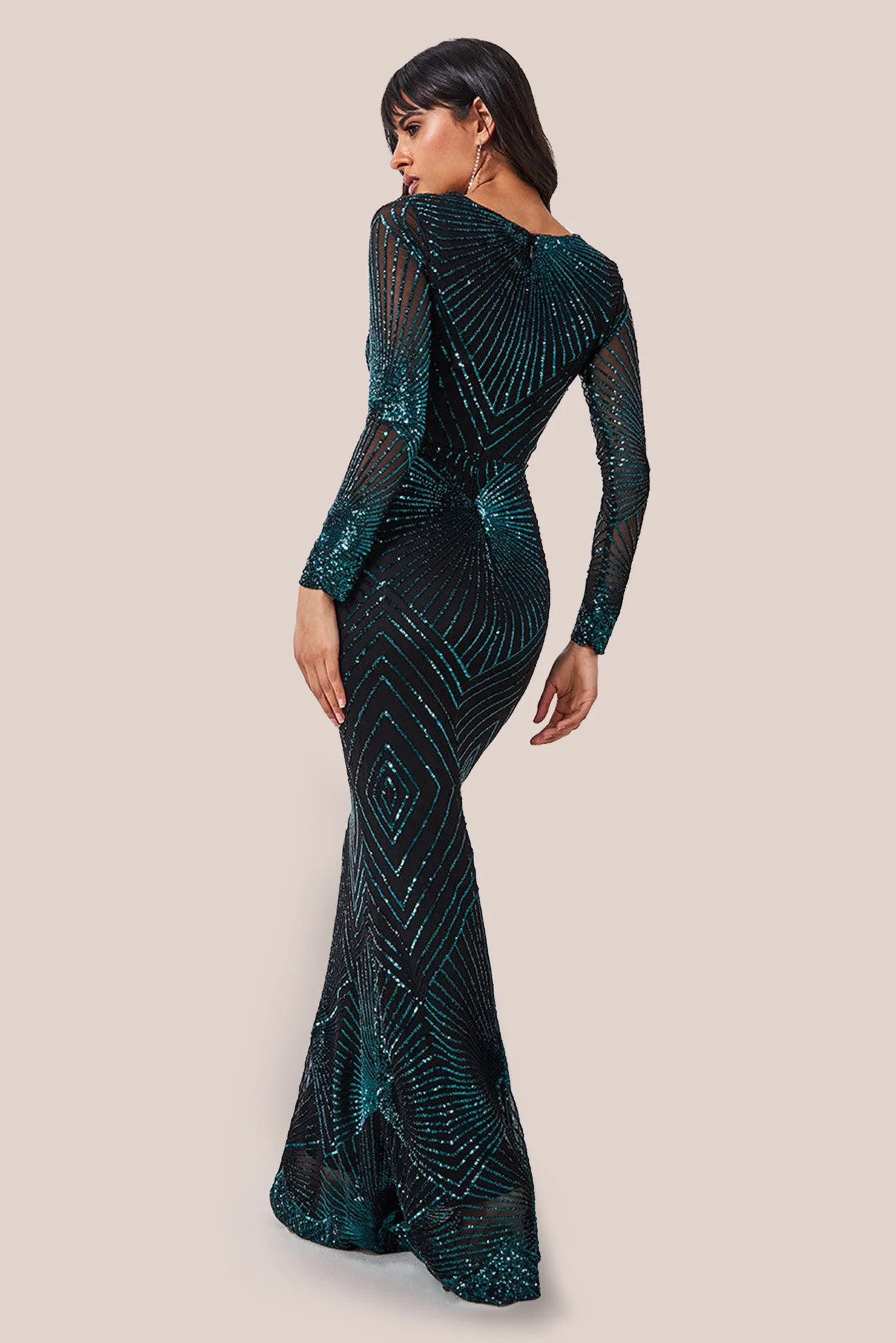 Starburst Effect Maxi Dress - Emerald by Goddiva sold by Goddiva product image thumbnail 2