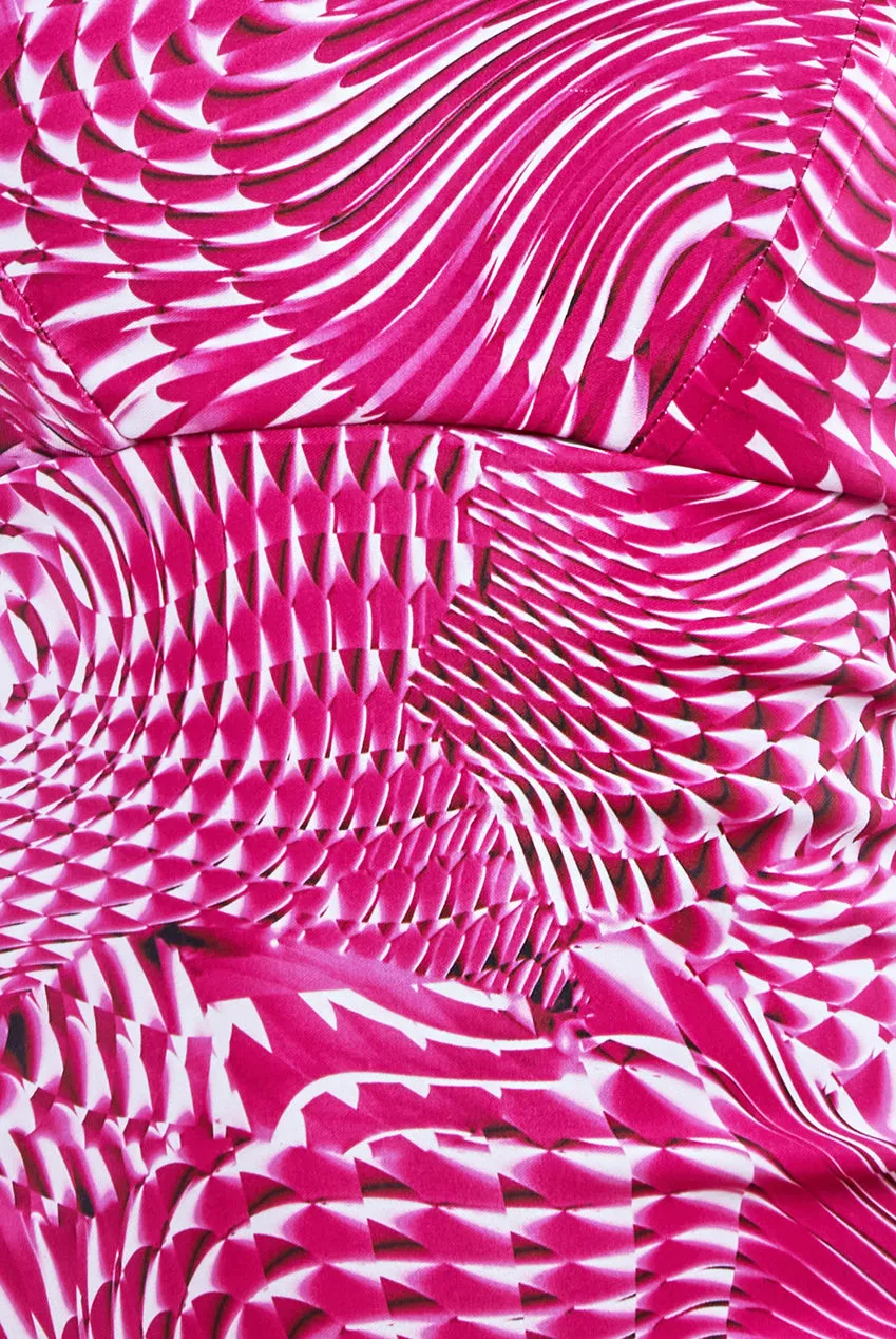 Abstract Bandeau Bodycon Midi Dress - Cerise by Goddiva sold by Goddiva product image thumbnail 4