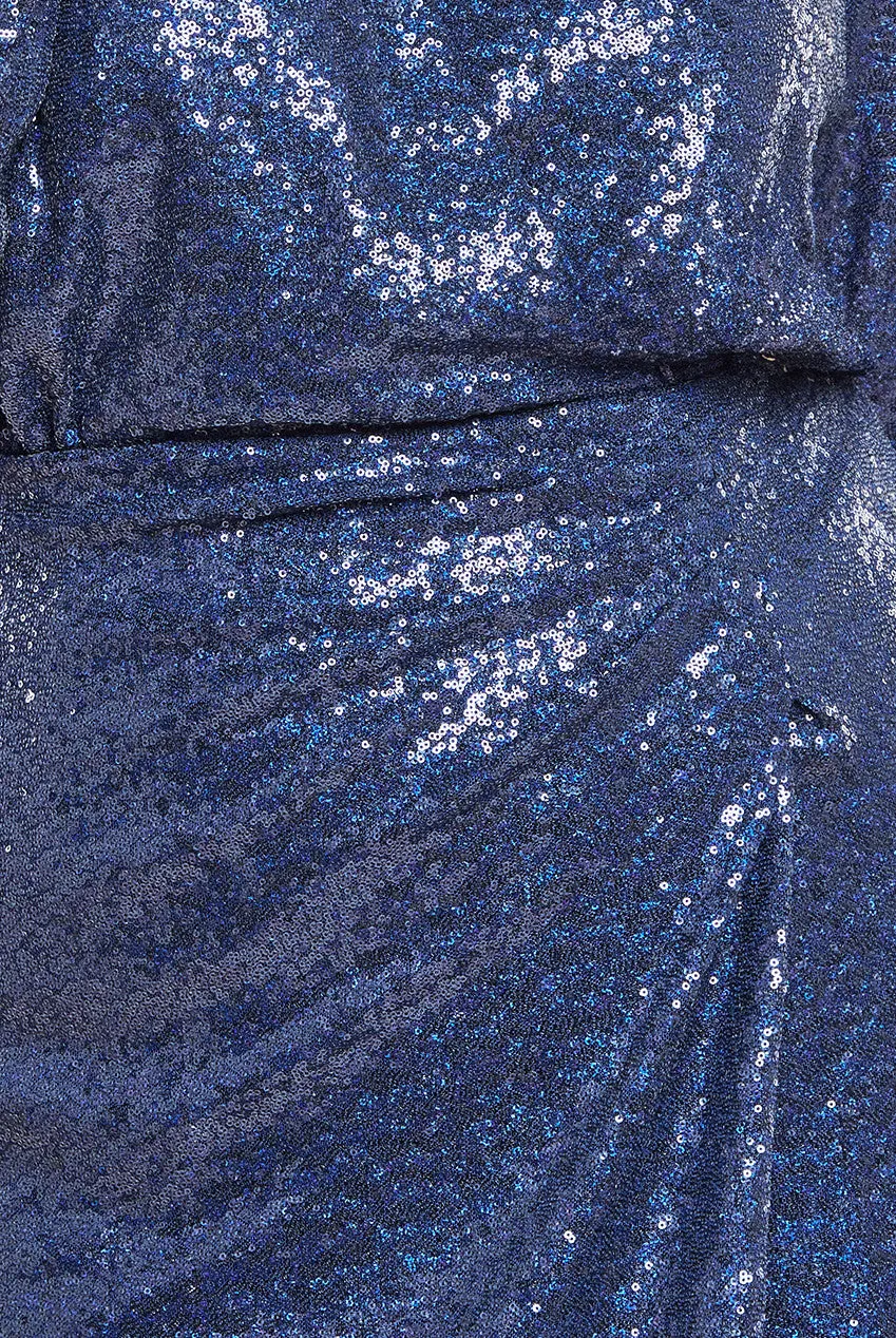 Sequin Front Split Shirt Dress - Navy by Goddiva sold by Goddiva product image thumbnail 4