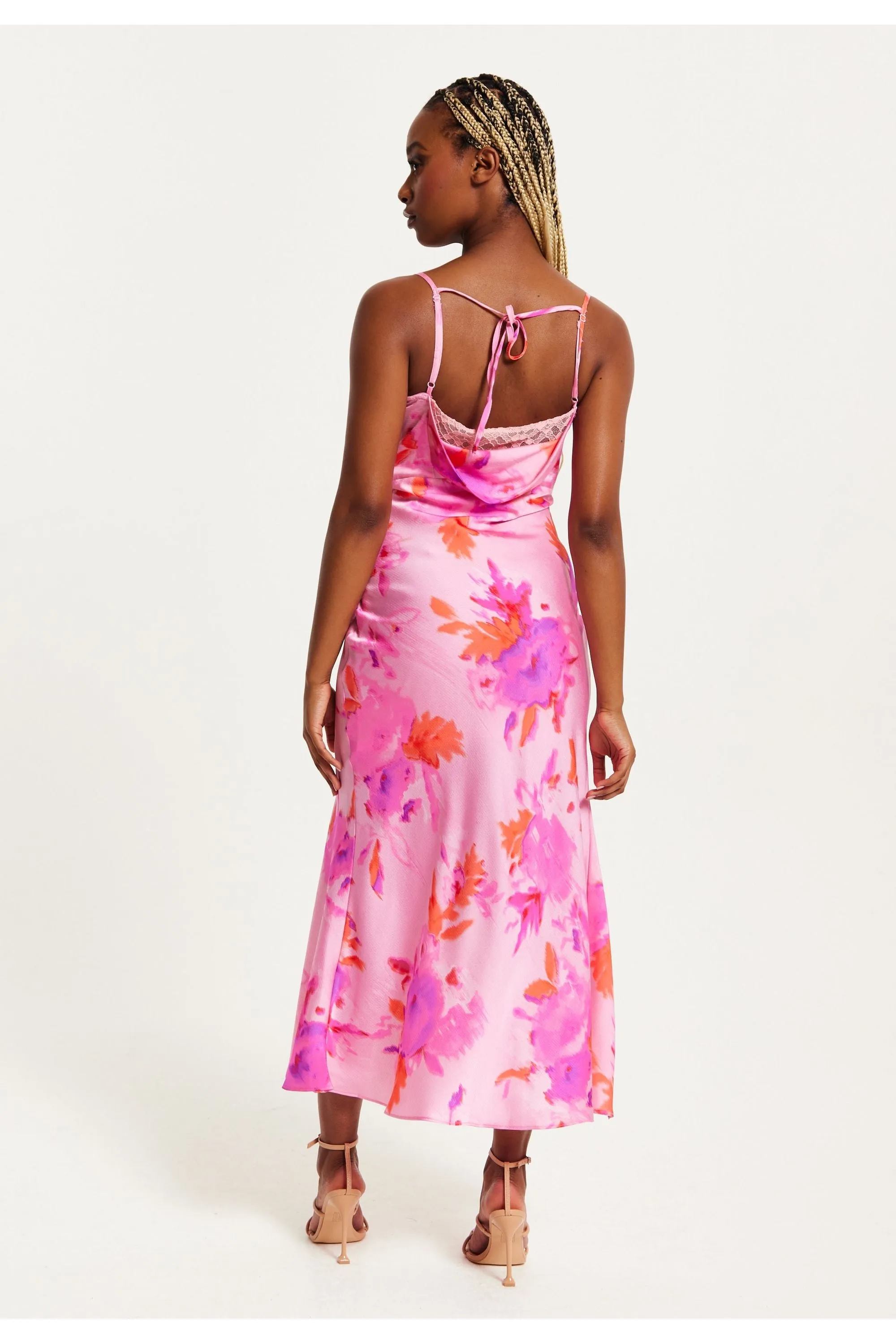 Cowl Neck Maxi Floral Print Dress In Pink by Liquorish sold by Goddiva product image thumbnail 5