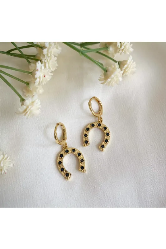 Wisteria London Horseshoe Huggie Hoop Earrings sold by Goddiva