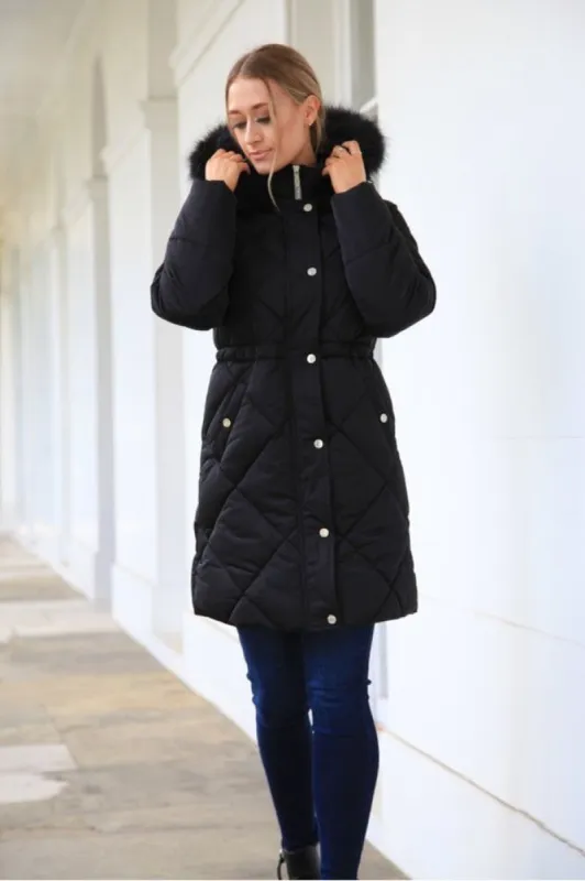 Lux Satin Long Puffer Coat by Double Second sold by Goddiva