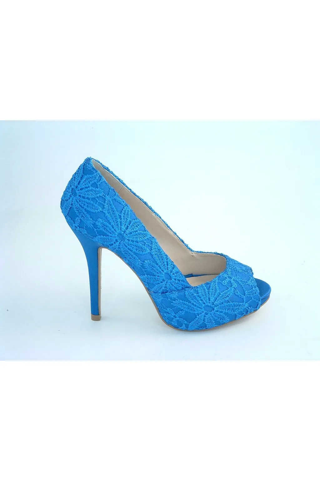 Glitz Shoes Glamour N Glitz Lace Satin Peep Toe Court Shoe sold by Goddiva product image thumbnail 5