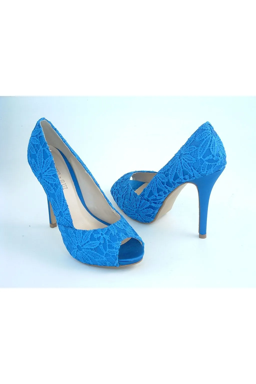 Glitz Shoes Glamour N Glitz Lace Satin Peep Toe Court Shoe sold by Goddiva product image thumbnail 2