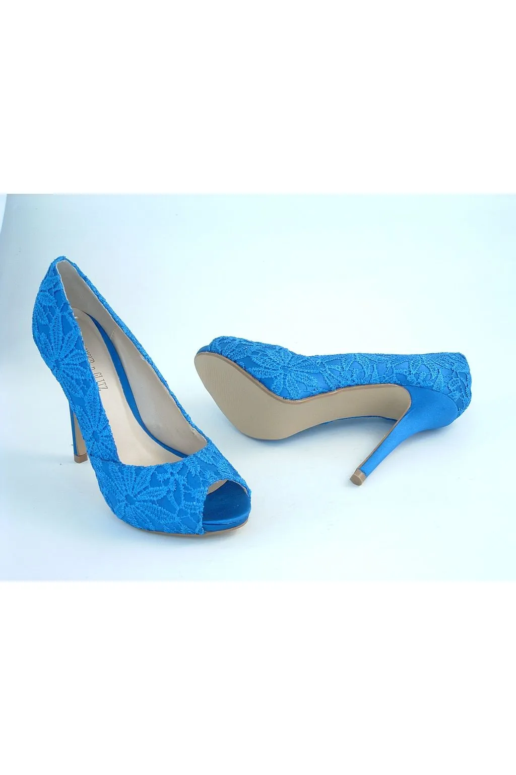 Glitz Shoes Glamour N Glitz Lace Satin Peep Toe Court Shoe sold by Goddiva product image thumbnail 3