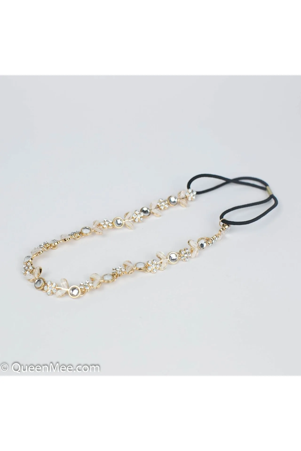 Chain Headband With Diamante Flowers by QueenMee Accessories sold by Goddiva product image thumbnail 5