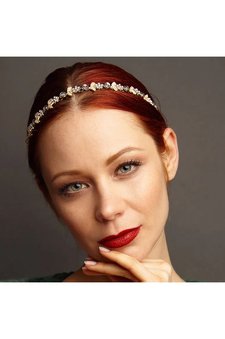 Chain Headband With Diamante Flowers by QueenMee Accessories sold by Goddiva product image thumbnail 2