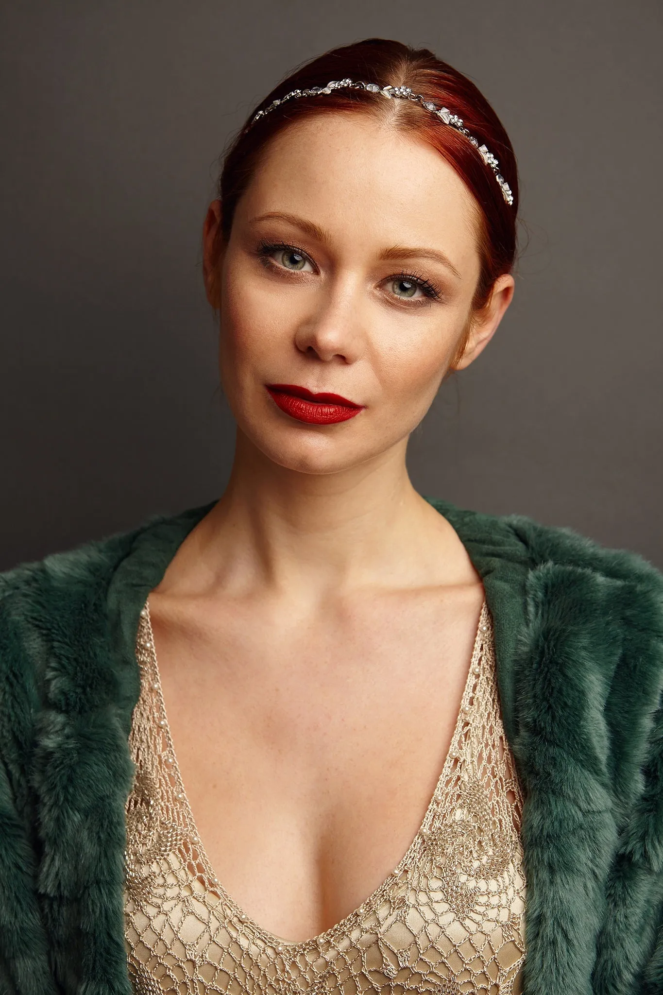 Chain Headband With Diamante Flowers by QueenMee Accessories sold by Goddiva product image thumbnail 3