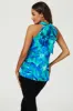 Abstract Floral Print Halter Neck Tie Back Top In Blue by FS Collection sold by Goddiva
