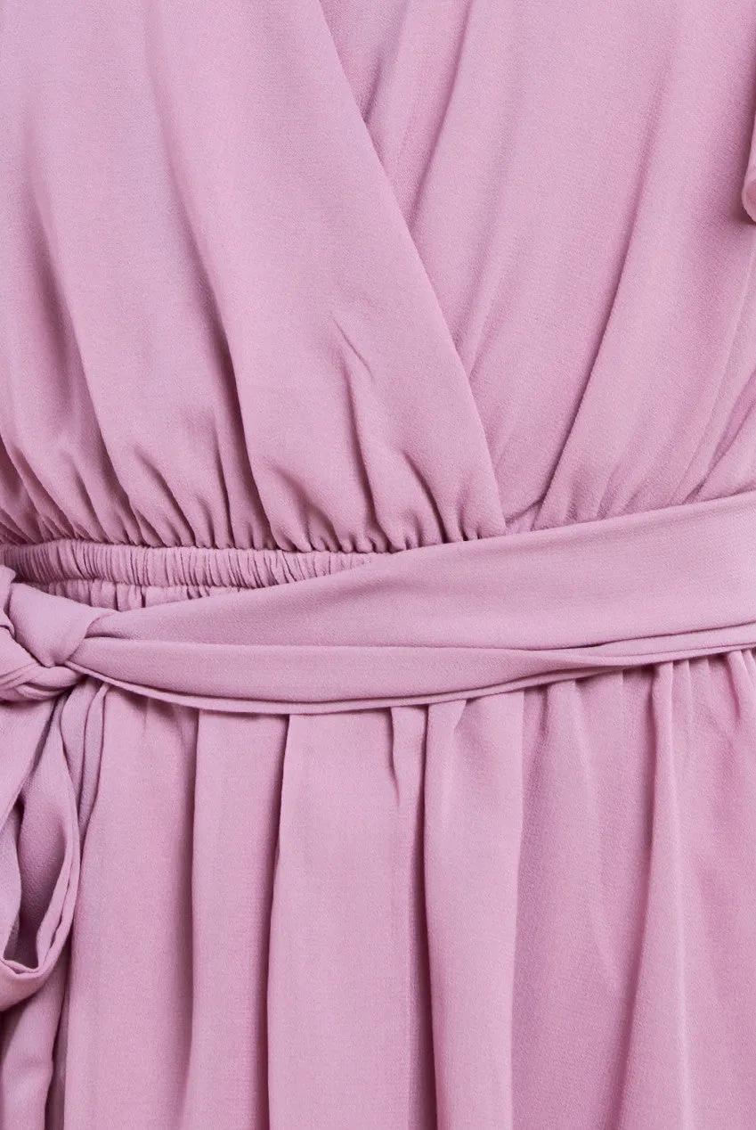 Goddiva Sustainable Flutter Sleeve Chiffon Wrap Midi Dress - Lavender sold by Goddiva product image thumbnail 4