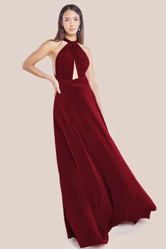Goddiva Multiway Tie-Up Maxi Dress - Berry sold by Goddiva