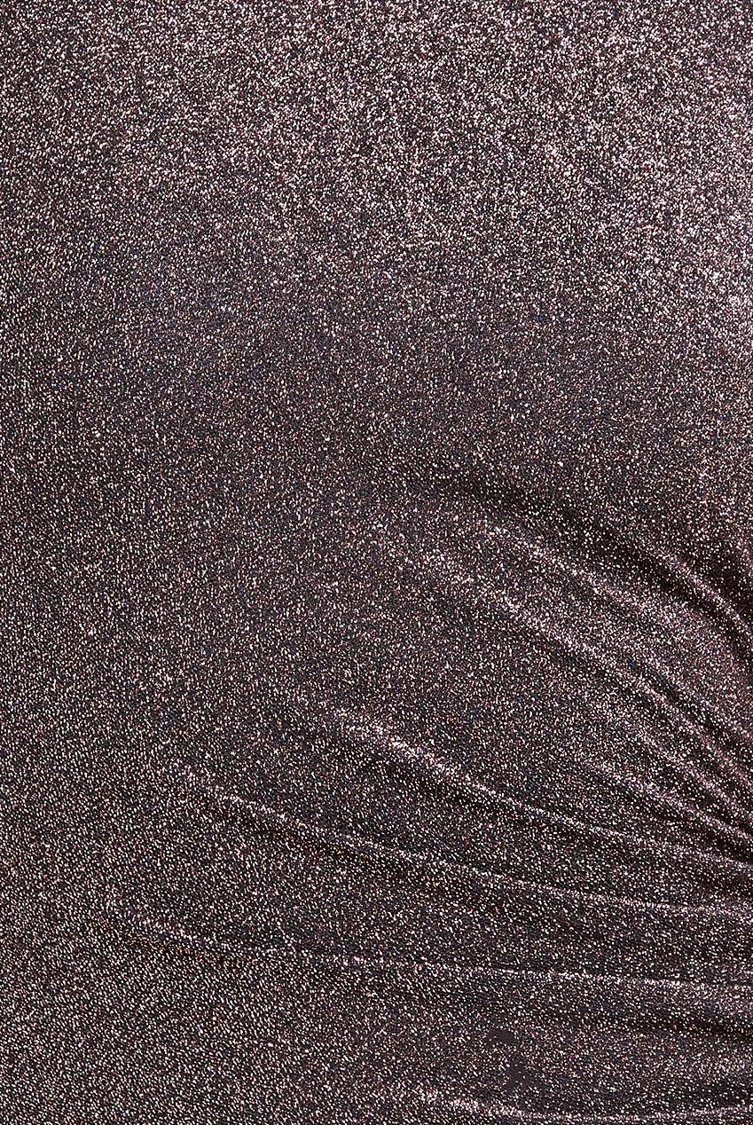 Open Lurex Back One Sleeve Maxi Dress - Bronze by Goddiva sold by Goddiva product image thumbnail 4