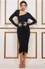 Asymmetrical Neck Ruched Midi Dress - Black by City Goddess sold by Goddiva
