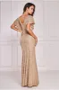 Sequin Flutter Sleeve Maxi - Gold by Goddiva sold by Goddiva