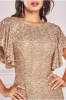 Sequin Flutter Sleeve Maxi - Gold by Goddiva sold by Goddiva