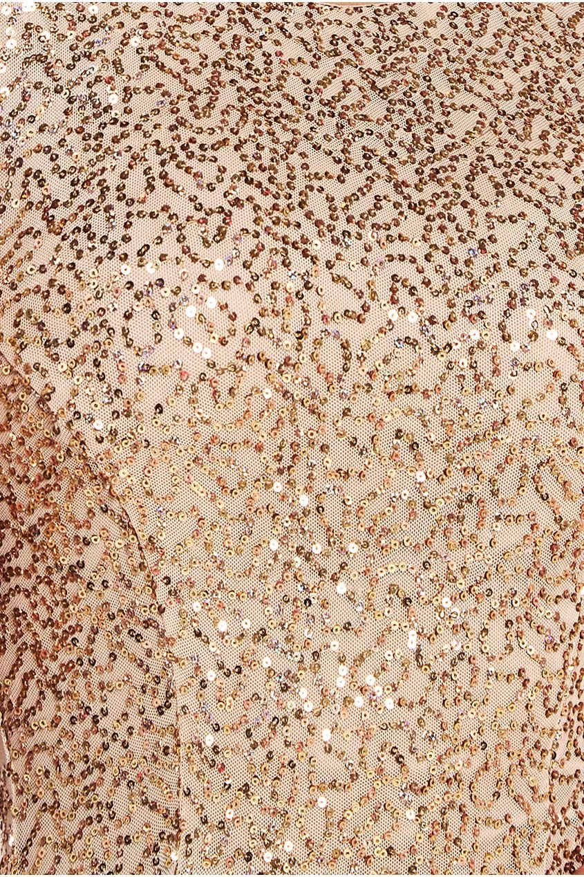 Sequin Flutter Sleeve Maxi - Gold by Goddiva sold by Goddiva product image thumbnail 4