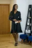 Black Wrap Dress With Sequin Sleeves by Double Second sold by Goddiva