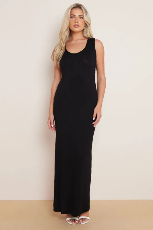 Aftershock London Black Racerback Maxi Dress sold by Goddiva