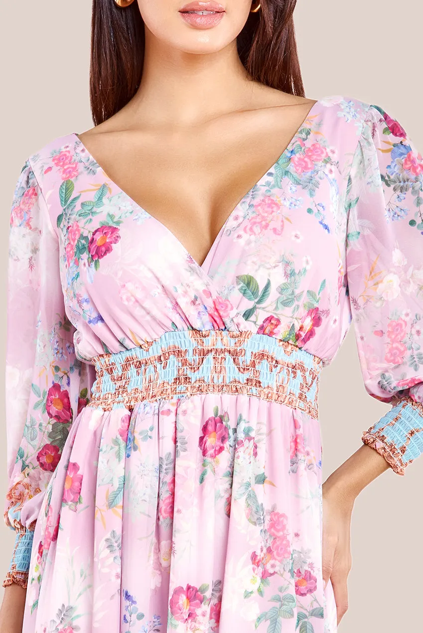 Goddiva Chiffon Wrap Border Floral Print Maxi Dress - Pink sold by Goddiva product image thumbnail 3