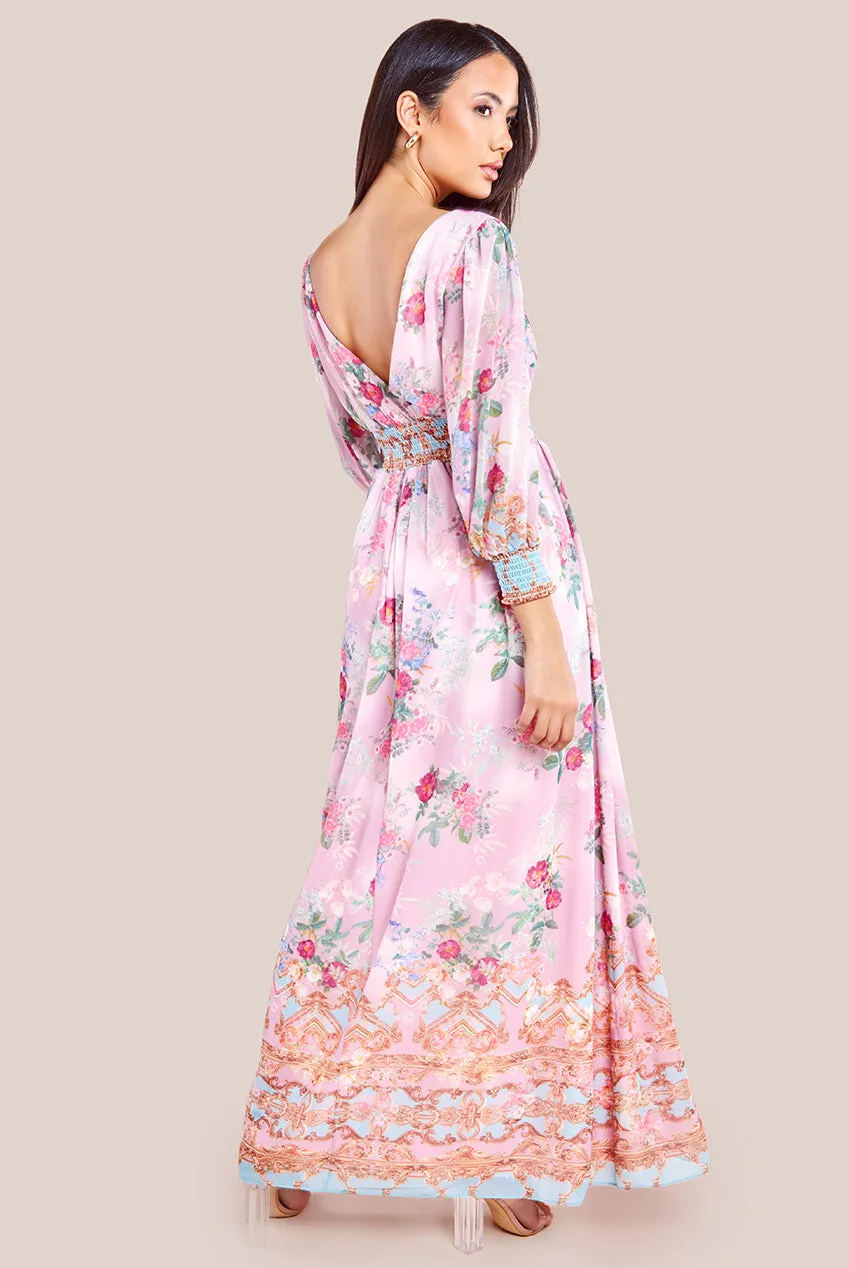 Goddiva Chiffon Wrap Border Floral Print Maxi Dress - Pink sold by Goddiva product image thumbnail 2