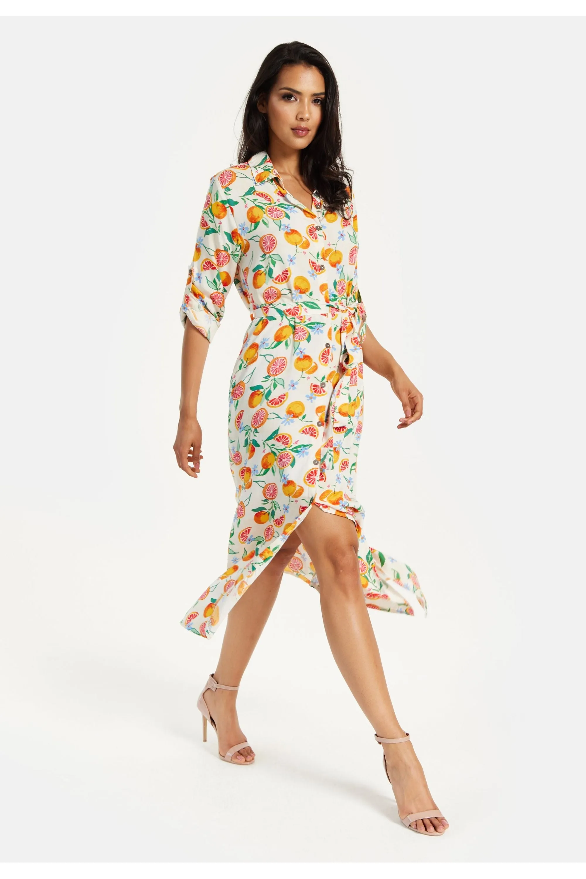 Liquorish Fruit Print Button Through Shirt Dress sold by Goddiva product image thumbnail 3