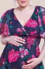 Maternity Layered Floral Midi Dress With Flutter Sleeves - Black Floral by Goddiva sold by Goddiva
