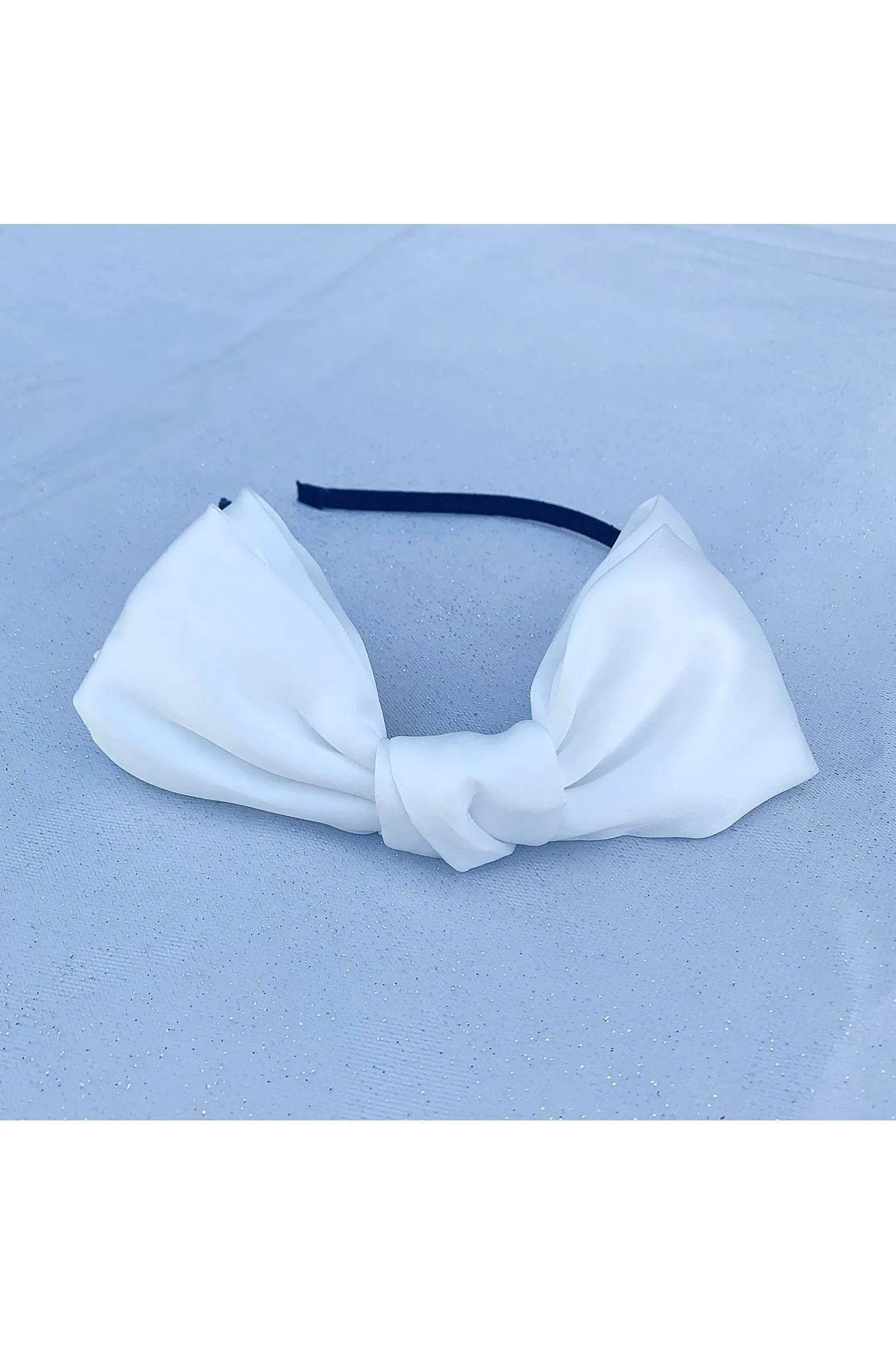 White Fascinator Bow Headband by QueenMee Accessories sold by Goddiva product image thumbnail 2