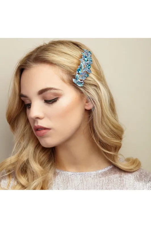 Vintage Hair Clip Rhinestone Leaf by QueenMee Accessories sold by Goddiva