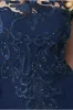 Goddiva Mesh & Lace Embroidered Bodice Maxi - Navy sold by Goddiva