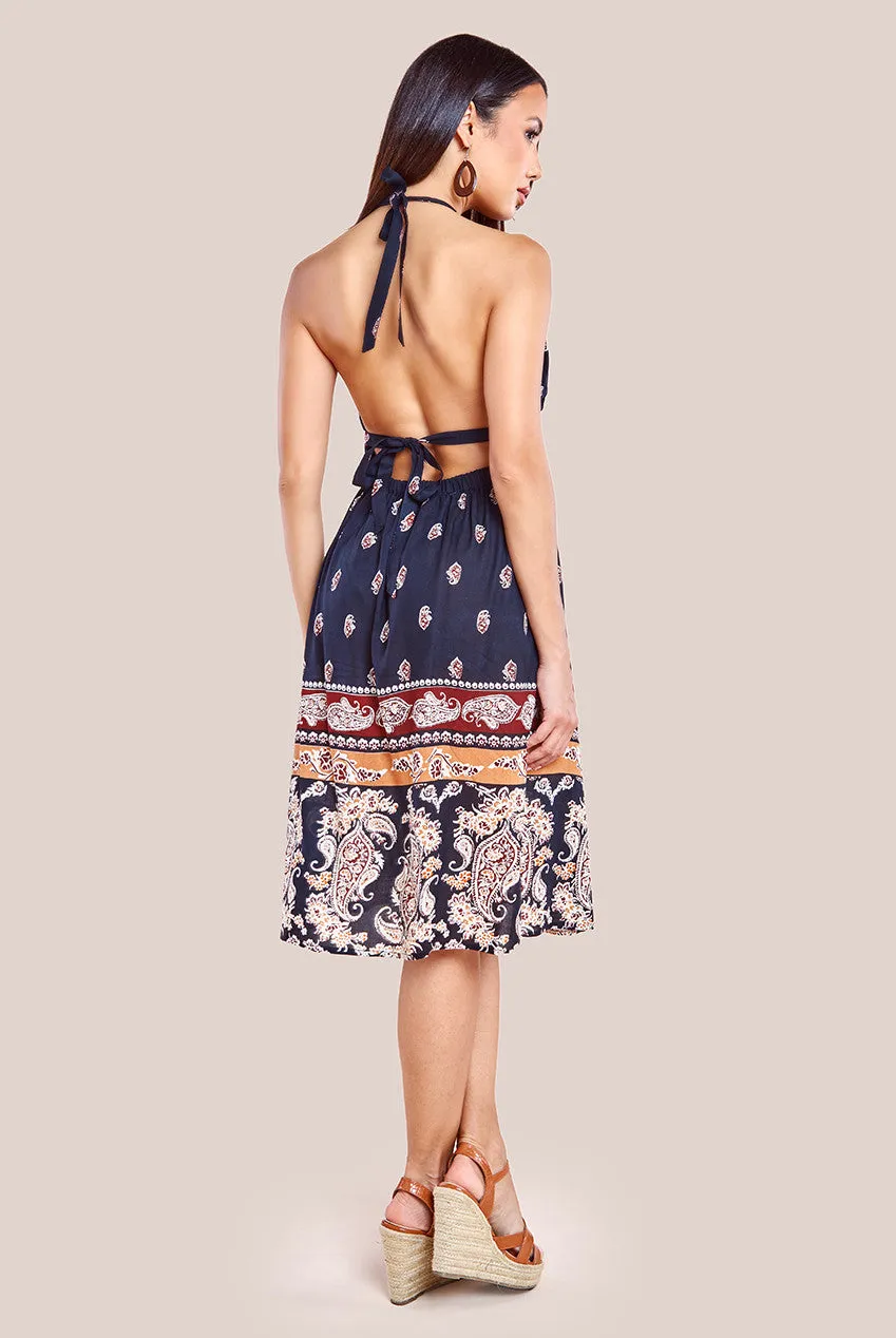 Halter Neck Printed Midi Dress - Black by City Goddess sold by Goddiva product image thumbnail 2