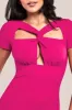 Scuba Crepe Twist Cutout Maxi Dress - Hot Pink by Goddiva sold by Goddiva