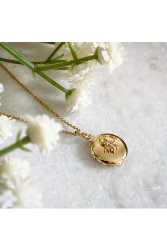 Wisteria London Gold Bee Locket sold by Goddiva