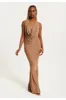 Gold Full Maxi Lurex Jersey Dress by Liquorish sold by Goddiva