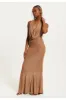 Gold Full Maxi Lurex Jersey Dress by Liquorish sold by Goddiva