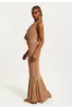 Gold Full Maxi Lurex Jersey Dress by Liquorish sold by Goddiva