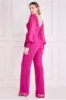 Chiffon Puffy Sleeve Jumpsuit - Magenta by Goddiva sold by Goddiva
