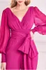 Chiffon Puffy Sleeve Jumpsuit - Magenta by Goddiva sold by Goddiva