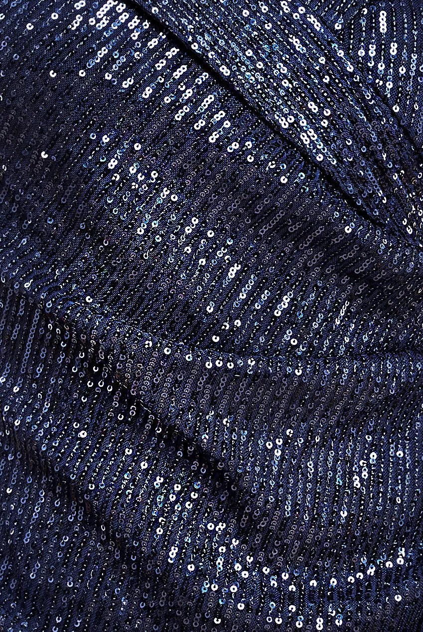 Bardot Sequin Pleated Maxi Dress - Navy by Goddiva sold by Goddiva product image thumbnail 4