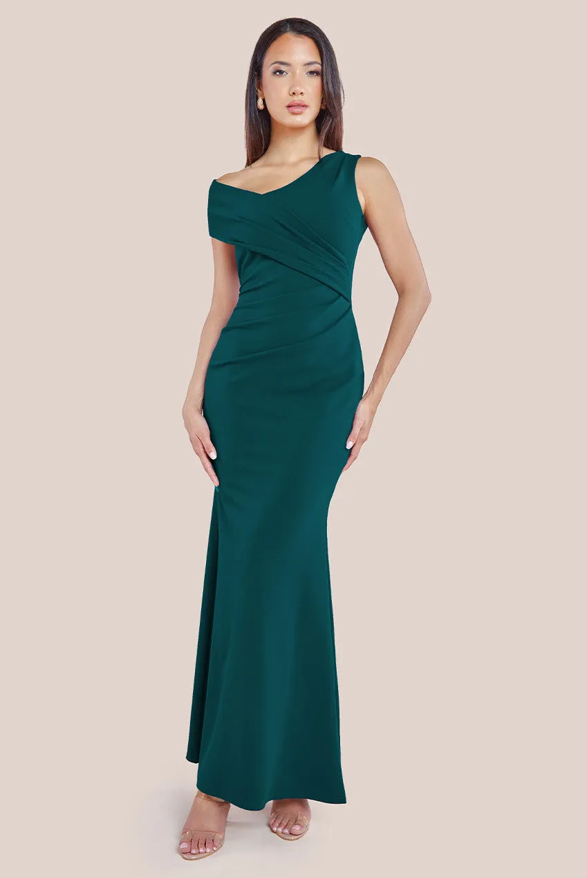 Scuba Crepe Off The Shoulder Maxi - Emerald Green by Goddiva sold by Goddiva