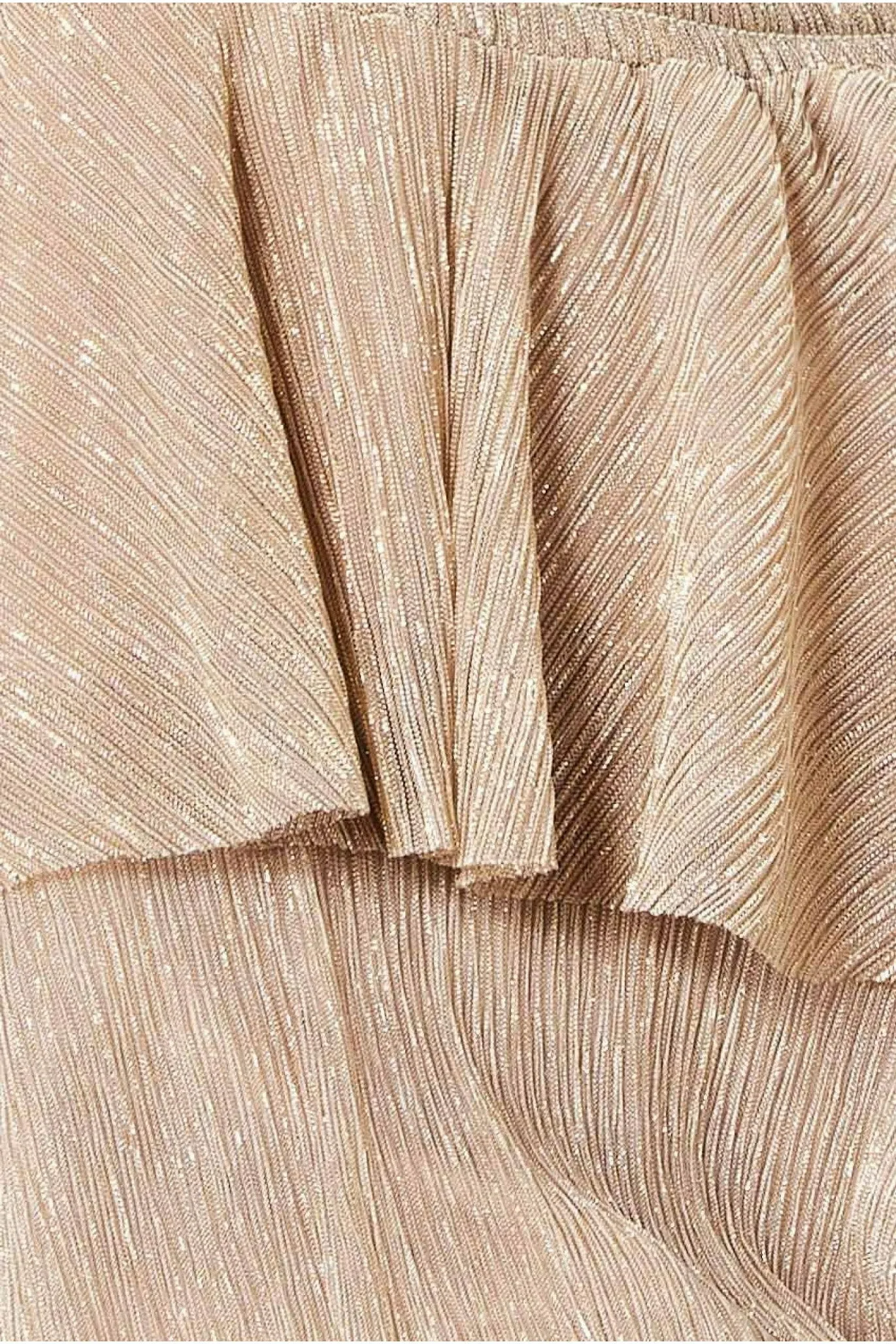 Goddiva Crinkle Lurex High Low Layered Midi Dress - Gold sold by Goddiva product image thumbnail 4