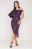One Shoulder Asymmetric Midi Dress - Purple by Goddiva sold by Goddiva