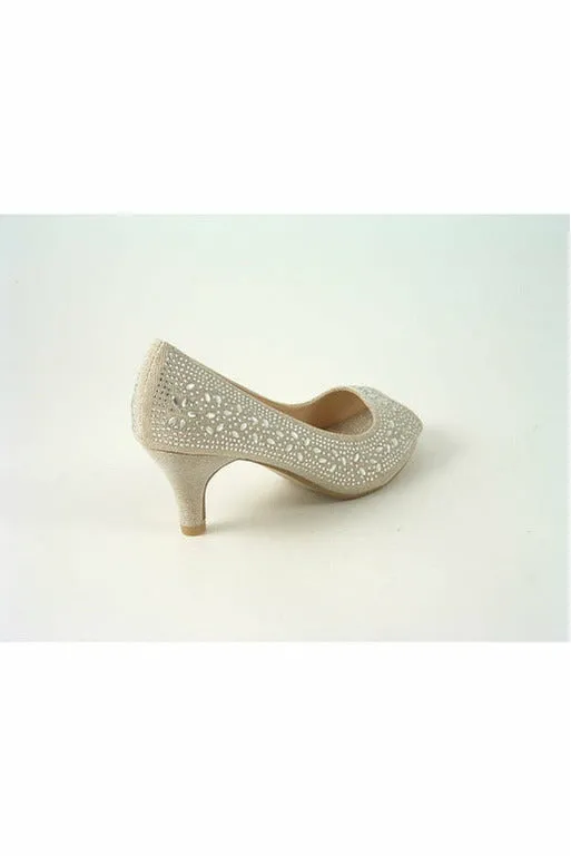 Glitz Shoes Margo Glitter Diamante Mid Heel Peep Toe Shoe sold by Goddiva product image thumbnail 5